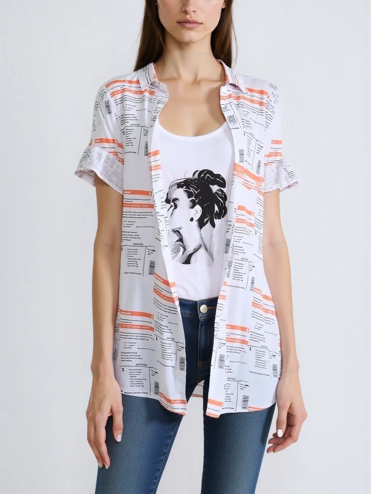 Hot Woman Casual Letter Print Mid-length Blouse Chic Korean Style Stylish Long Sleeve Top Clothing Shirts Suitable for Commuting
Hot Woman Casual Letter Print Mid-length Blouse Chic Korean Style Stylish Long Sleeve Top Clothing Shirts Suitable for Commuting