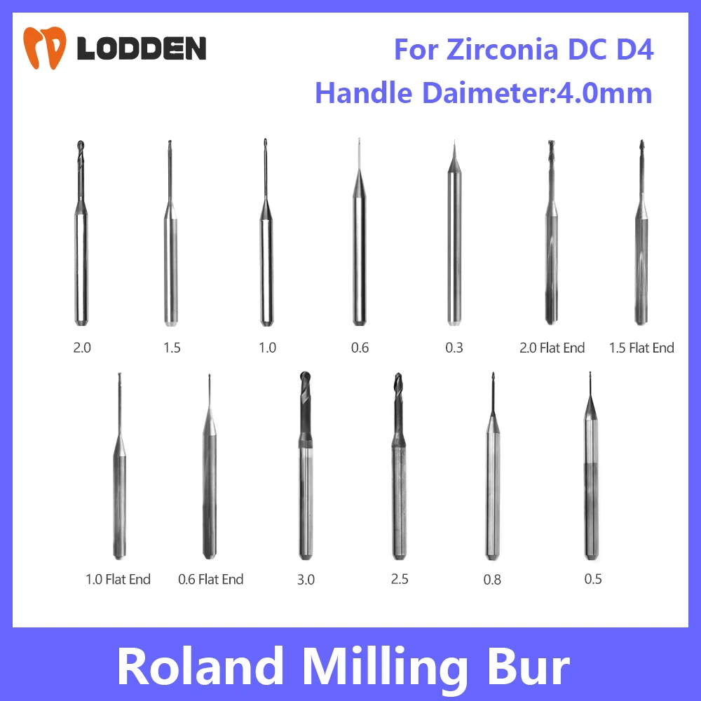 Roland Dental Milling Burs For DWX52 Machine Tools Grinding Zirconia Dental Material Diamond Diameter 2.0/1.5/1.0/0.6mm Drills
Roland Dental Milling Burs For DWX52 Machine Tools Grinding Zirconia Dental Material Diamond Diameter 2.0/1.5/1.0/0.6mm Drills