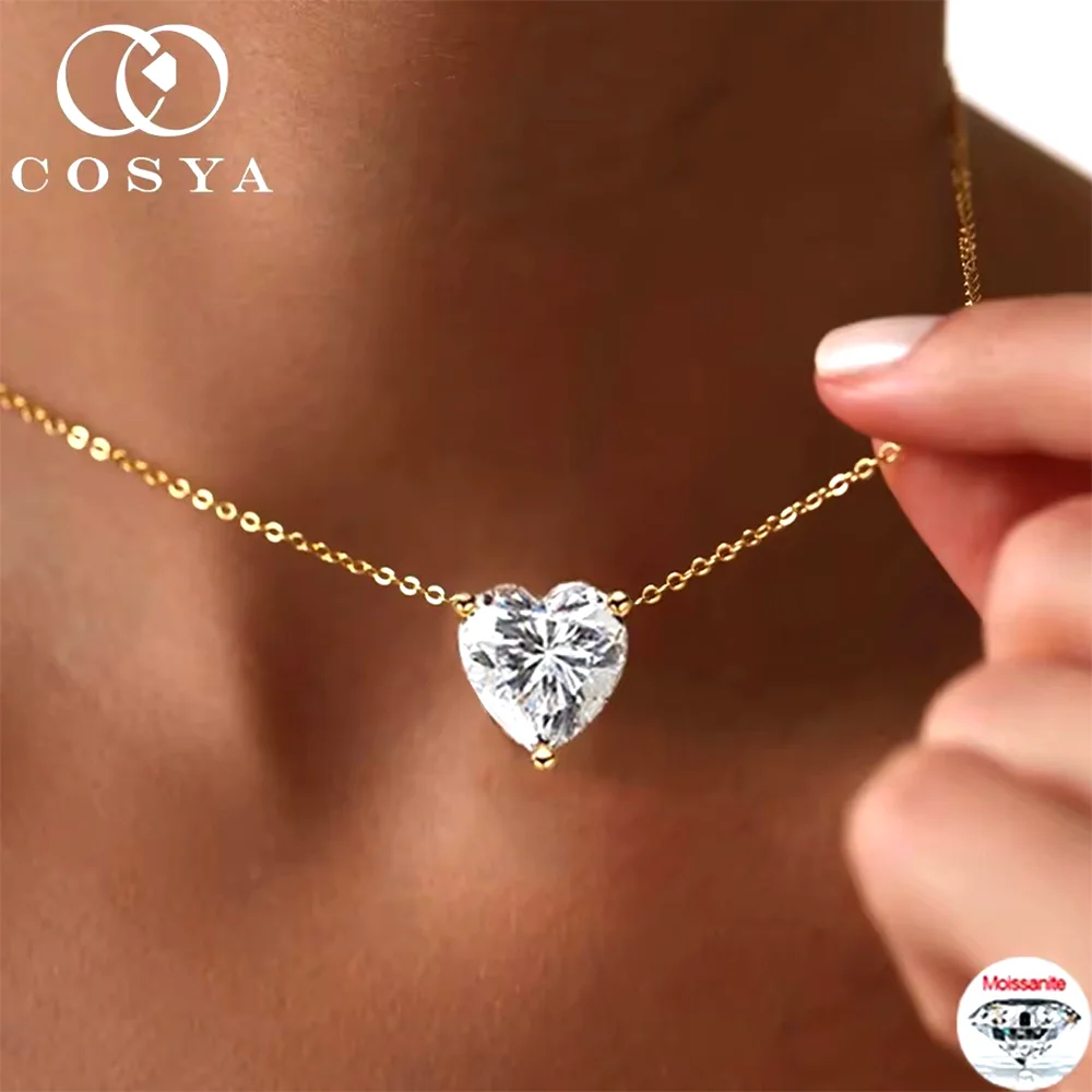 COSYA 1/2/3CT Heart Cut Moissanite Pendant Necklace For Woman S925 Silver 18K Gold Lab Diamond Solitaire Neckchain Fine Jewelry
COSYA 1/2/3CT Heart Cut Moissanite Pendant Necklace For Woman S925 Silver 18K Gold Lab Diamond Solitaire Neckchain Fine Jewelry