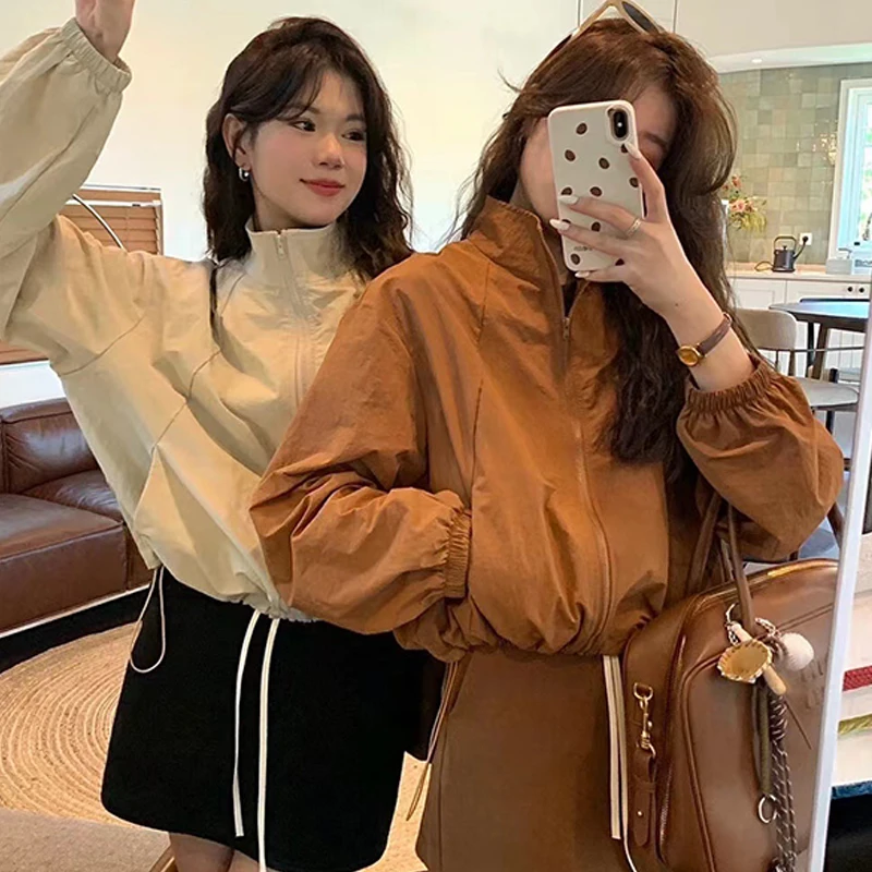 Autumn Korean Women Solid Color Stand Collar Zipper Sun Protection Loose Long Sleeve Jacket
Autumn Korean Women Solid Color Stand Collar Zipper Sun Protection Loose Long Sleeve Jacket
