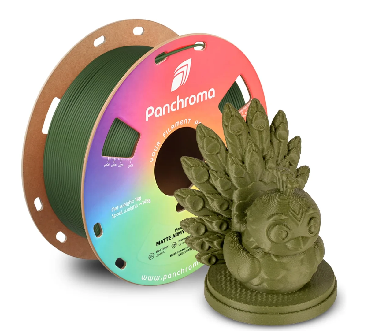 Полимерная нить Polymaker Panchroma Matte PLA для 3D-печати, цвет «Темно-зеленый армейский», 1,75 мм, подходит для большинства 3D-принтеров FDM, катушка 1 кг (2,2 фунта)
Полимерная нить Polymaker Panchroma Matte PLA для 3D-печати, цвет «Темно-зеленый армейский», 1,75 мм, подходит для большинства 3D-принтеров FDM, катушка 1 кг (2,2 фунта)