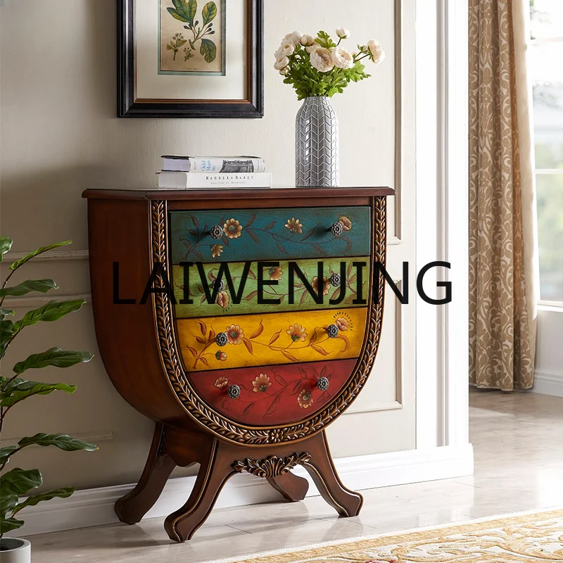 Solid Wood Vintage Chest of Drawers Entrance Entrance Wine Glass Shape Four Buckets Bedroom Storage Corridor Curio Cabinet
Solid Wood Vintage Chest of Drawers Entrance Entrance Wine Glass Shape Four Buckets Bedroom Storage Corridor Curio Cabinet
