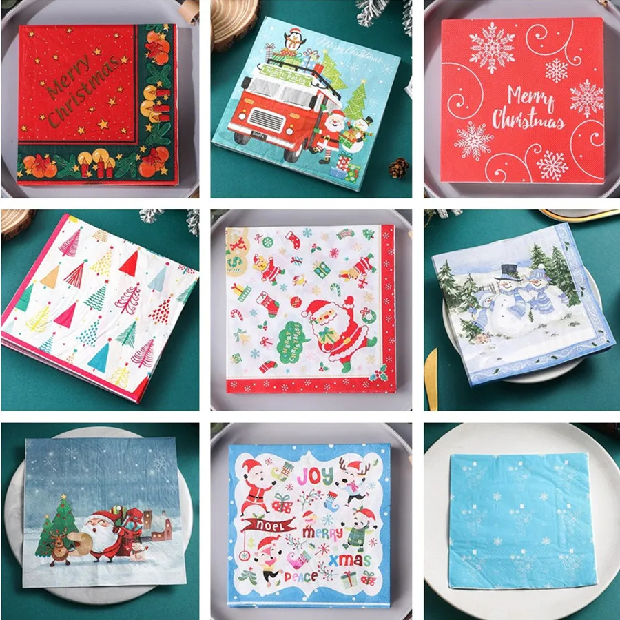 20Pcs/pack Christmas Series Printed Disposable Table Dinner Napkin Paper DIY Xmas New Year Party Decoration
20Pcs/pack Christmas Series Printed Disposable Table Dinner Napkin Paper DIY Xmas New Year Party Decoration