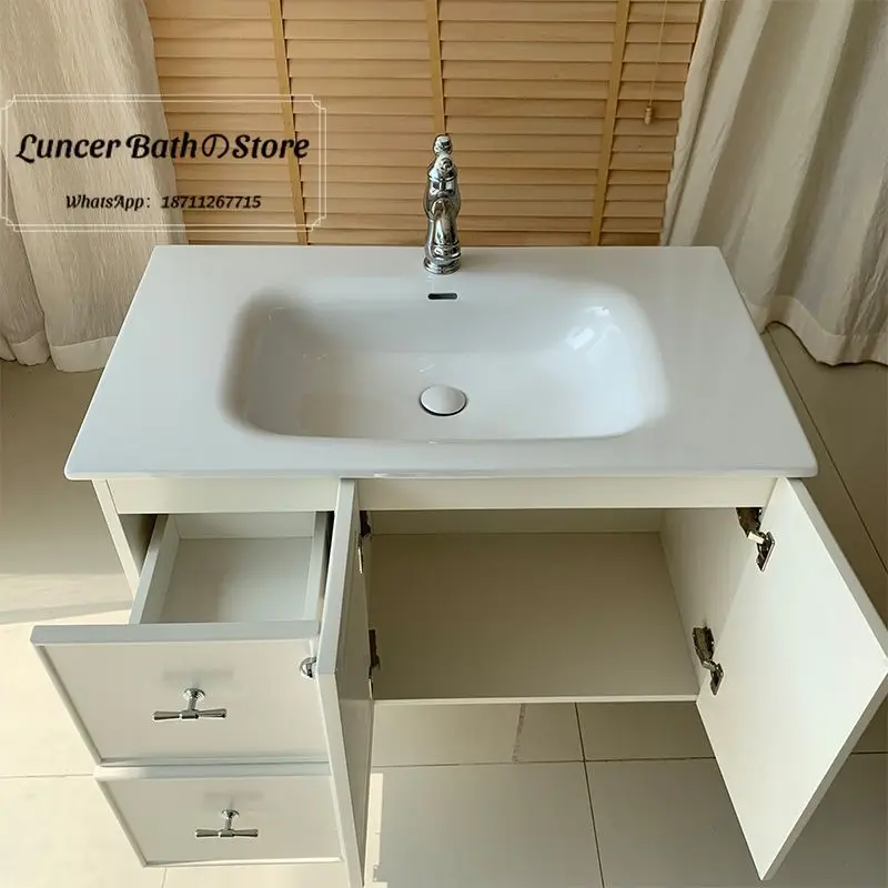 Cream MCM Vintage Solid Wood Painted Vanity, Custom Ceramic Integrated Basin, Wall Mounted Bathroom Cabinet
Cream MCM Vintage Solid Wood Painted Vanity, Custom Ceramic Integrated Basin, Wall Mounted Bathroom Cabinet
