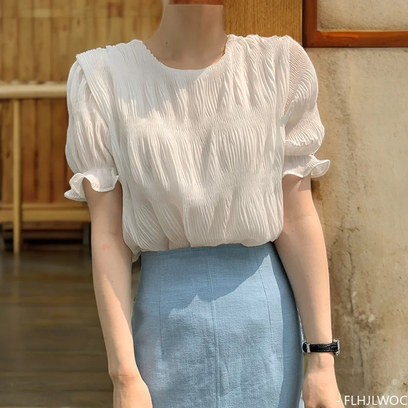 Ruffles Puff Sleeve Tops Blouses New Design Women Summer Short Sleeve Solid Chic Korea Japan Girls Cute Sweet Shirts
Ruffles Puff Sleeve Tops Blouses New Design Women Summer Short Sleeve Solid Chic Korea Japan Girls Cute Sweet Shirts
