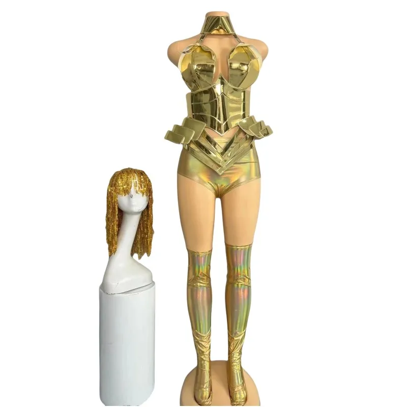 Gold Silver Sequins Tassel Wig Laser Armor Leg Cover Dance Outfit Women DJ Singer Gogo Dance Team Performance Costume Stage Wear
Gold Silver Sequins Tassel Wig Laser Armor Leg Cover Dance Outfit Women DJ Singer Gogo Dance Team Performance Costume Stage Wear