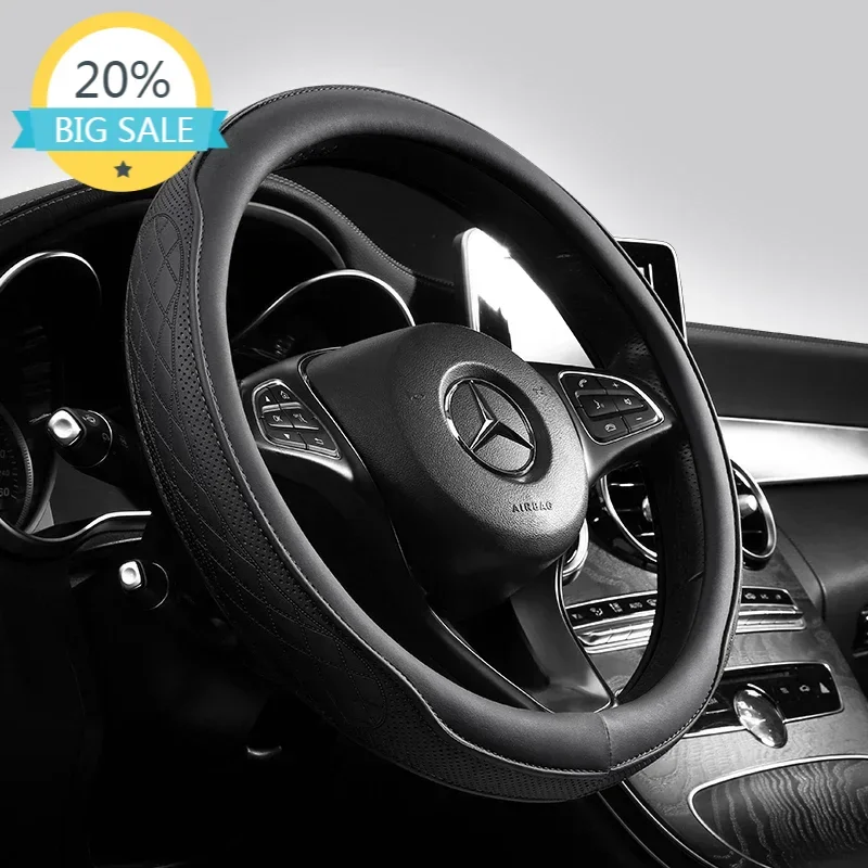 PU Leather Perforated Steering Wheel Cover Durable Leather Cover with Anti-Slip Lining, Fits 14.5-15in Diameter
PU Leather Perforated Steering Wheel Cover Durable Leather Cover with Anti-Slip Lining, Fits 14.5-15in Diameter