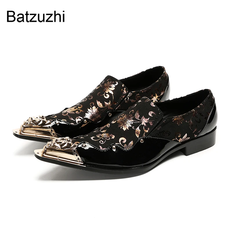 Batzuzhi Luxury Handmade Men's Shoes Pointed Iron Toe Black Genuine Leather Dress Shoes Man Gold Flowers Party, Wedding Footwear
Batzuzhi Luxury Handmade Men's Shoes Pointed Iron Toe Black Genuine Leather Dress Shoes Man Gold Flowers Party, Wedding Footwear