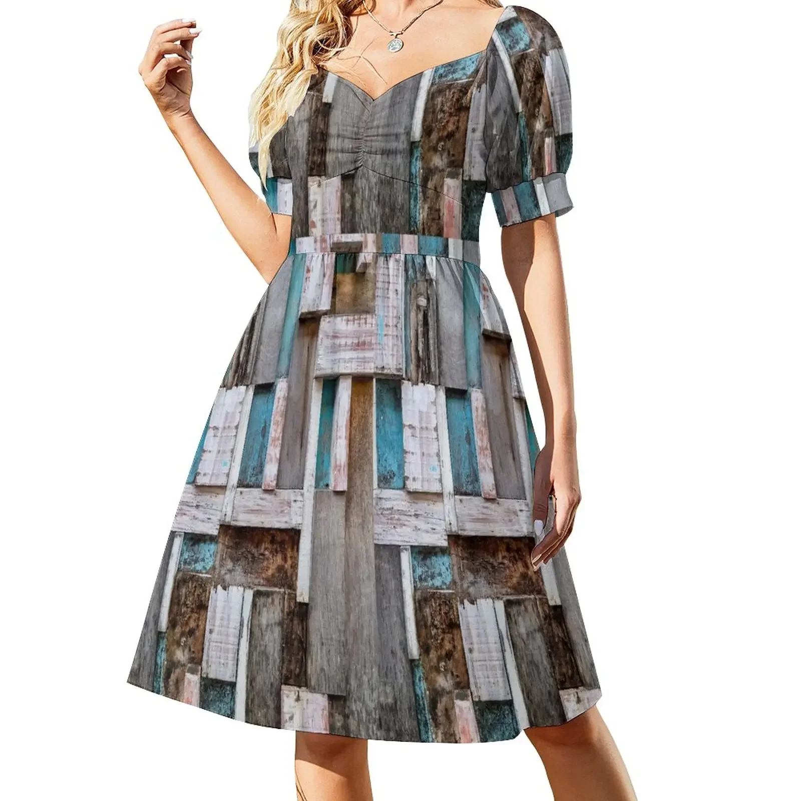 Old Vintage Faded Paint Wood Blocks Texture Painted Pattern Short-Sleeved Dress dress korean style dresses korean style
Old Vintage Faded Paint Wood Blocks Texture Painted Pattern Short-Sleeved Dress dress korean style dresses korean style