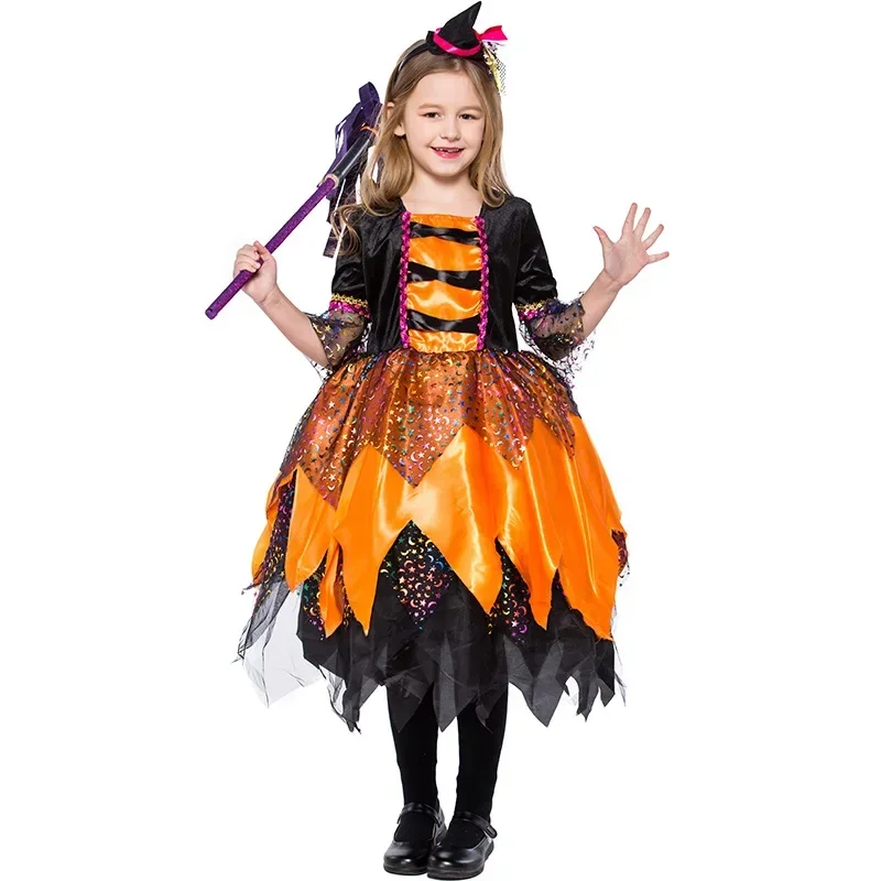Orange Pumpkin Witch Costume Cosplay For Kids Halloween Costume For Children Carnival Performance Party Dress Suit 
Orange Pumpkin Witch Costume Cosplay For Kids Halloween Costume For Children Carnival Performance Party Dress Suit
