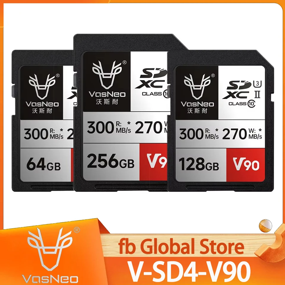 VasNeo SD4.0 V90 64GB 128GB 256GB High Performance Memory Card UHS-II U3 4K HD Fast Transmission Storage Card for Camera
VasNeo SD4.0 V90 64GB 128GB 256GB High Performance Memory Card UHS-II U3 4K HD Fast Transmission Storage Card for Camera