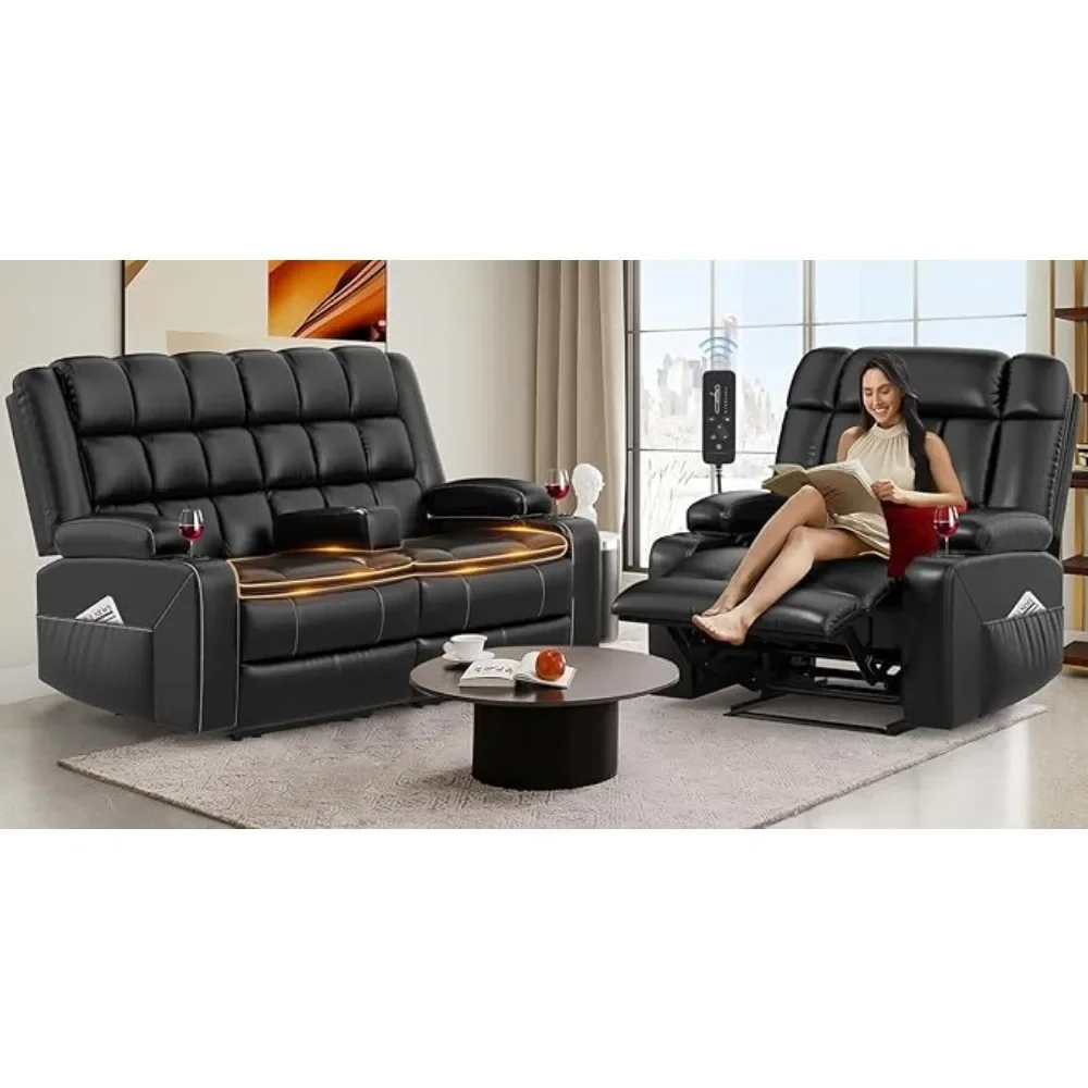 Reclining Sofa and Loveseat Set with Heat Massage, Removable Console, Storage Armrests,Breathable Faux Leather Living Room Sofas
Reclining Sofa and Loveseat Set with Heat Massage, Removable Console, Storage Armrests,Breathable Faux Leather Living Room Sofas