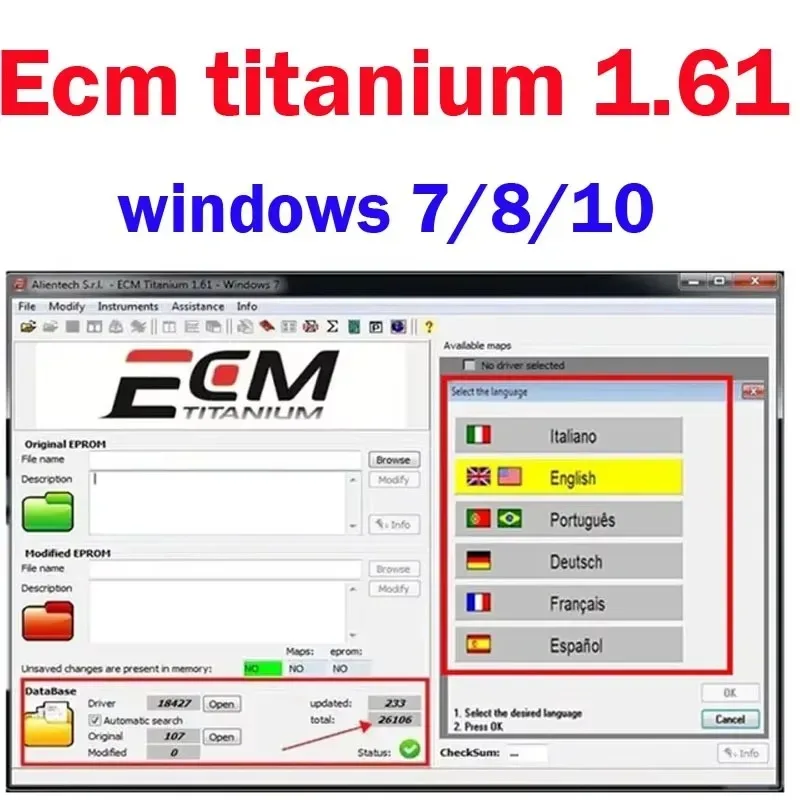 Программный инструмент и программное обеспечение ECM Titanium V1.61 с драйвером 26100 ECU, многоязычный, с 18259 + драйвером Windows10, с
Программный инструмент и программное обеспечение ECM Titanium V1.61 с драйвером 26100 ECU, многоязычный, с 18259 + драйвером Windows10, с