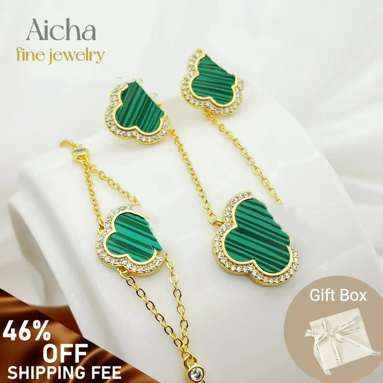 High Quality Crystal Classic Luxury Sparkle Clover Stud Earrings Necklace Women Fine Jewelry Set Elegant Colorful Floral Design
High Quality Crystal Classic Luxury Sparkle Clover Stud Earrings Necklace Women Fine Jewelry Set Elegant Colorful Floral Design