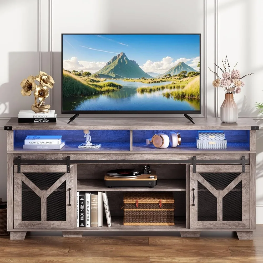 TV Stand for 75 Inch TVs, Entertainment Center with Storage Cabinets and Sliding Barn Doors, Wood Media Console Table, Farm Styl
TV Stand for 75 Inch TVs, Entertainment Center with Storage Cabinets and Sliding Barn Doors, Wood Media Console Table, Farm Styl