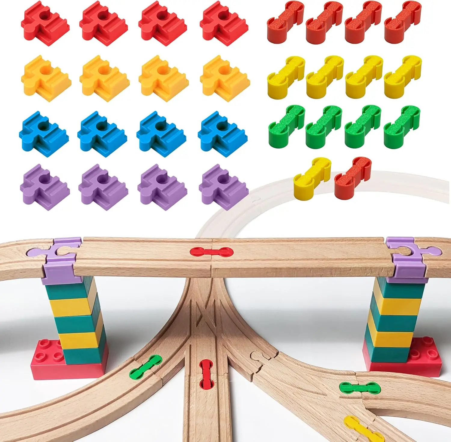 Wooden Train Track Accessories, 30 pcs Wooden Track Connector, Compatible with All Major Brands Wood Train Track, Christmas Birt 
Wooden Train Track Accessories, 30 pcs Wooden Track Connector, Compatible with All Major Brands Wood Train Track, Christmas Birt
