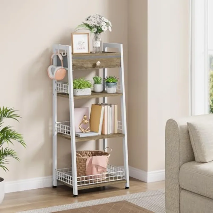 4-Tier Ladder Shelf with Drawer for Bathroom Living Room Kitchen Bedroom White Metal Organizer Shelf for Small Space Storage
4-Tier Ladder Shelf with Drawer for Bathroom Living Room Kitchen Bedroom White Metal Organizer Shelf for Small Space Storage