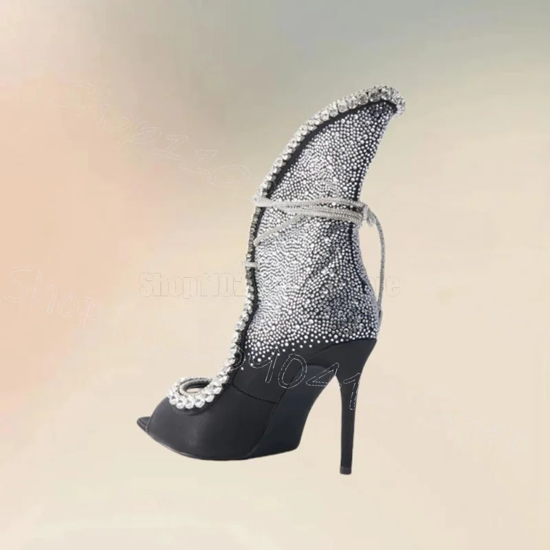 Silver Rhinestone Black Open Toe Sandals Boots Lace Up Women Shoes Thin High Heels Party Banquet Dating 2026 Zapatos Para Mujere
Silver Rhinestone Black Open Toe Sandals Boots Lace Up Women Shoes Thin High Heels Party Banquet Dating 2026 Zapatos Para Mujere