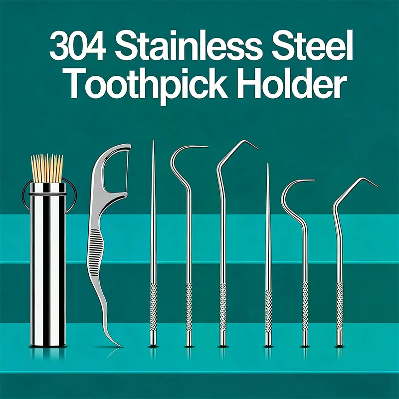 304 Stainless Steel Toothpick Set Portable Toothpick Holder Toothpicks Oral Care And Dental Cleaning Tools
304 Stainless Steel Toothpick Set Portable Toothpick Holder Toothpicks Oral Care And Dental Cleaning Tools
