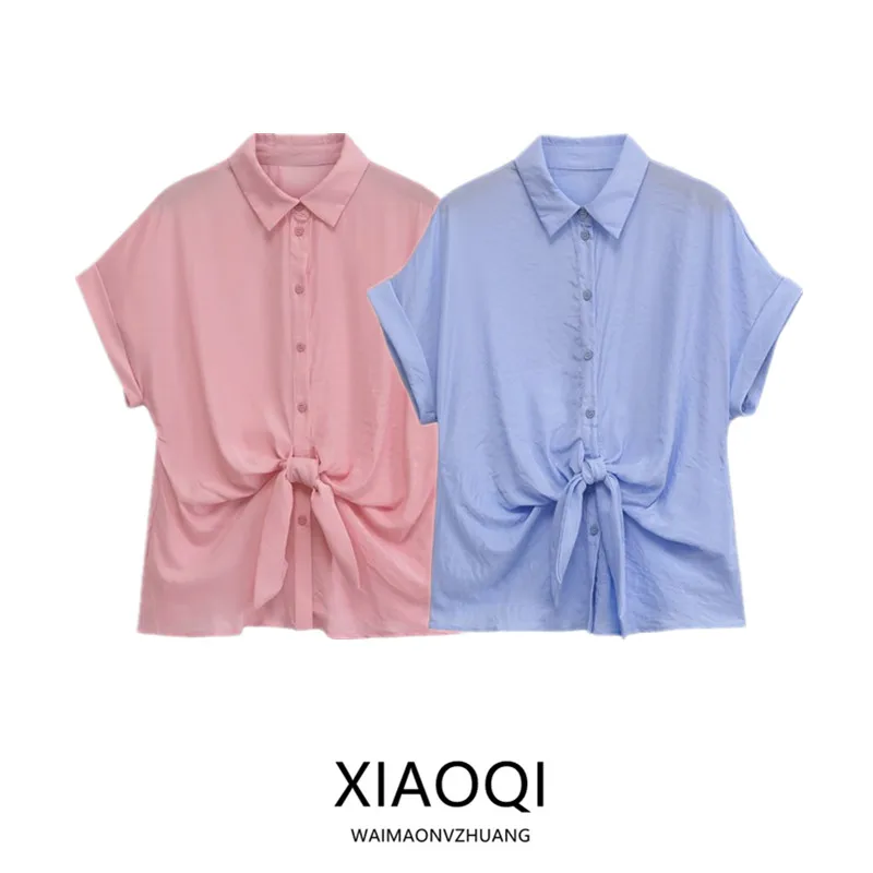 Comfortable Casual ort Sve Collar irt for Women with Knot Decoration Summer New Arrival 2025 Faion Commute Sle
Comfortable Casual ort Sve Collar irt for Women with Knot Decoration Summer New Arrival 2025 Faion Commute Sle