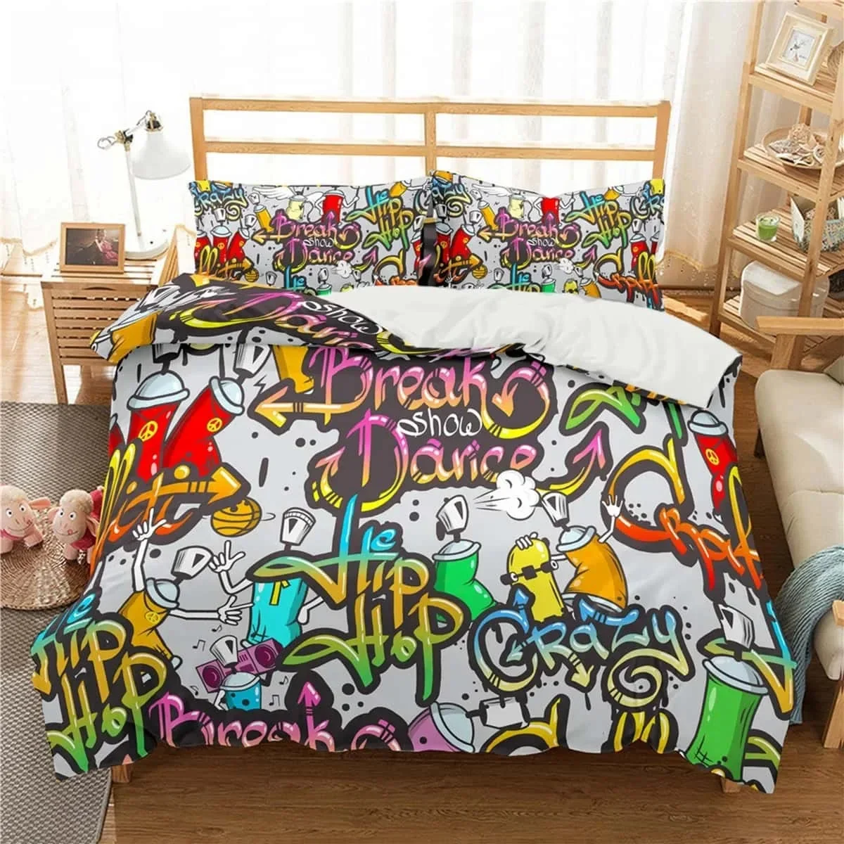 Fashion 3D Cartoon Graffiti Print Polyester Bedding Sets Child Kids Covers Boys Bed Linen Set For Teens King Size Home Textiles
Fashion 3D Cartoon Graffiti Print Polyester Bedding Sets Child Kids Covers Boys Bed Linen Set For Teens King Size Home Textiles