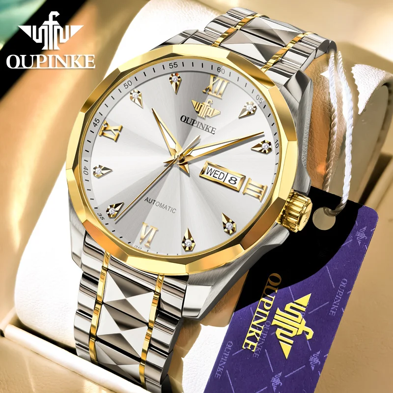 OUPINKE Mechanical Watches for Men Auto Display Time Tungsten steel watch Strap Automatic Movement Wristwatch
OUPINKE Mechanical Watches for Men Auto Display Time Tungsten steel watch Strap Automatic Movement Wristwatch
