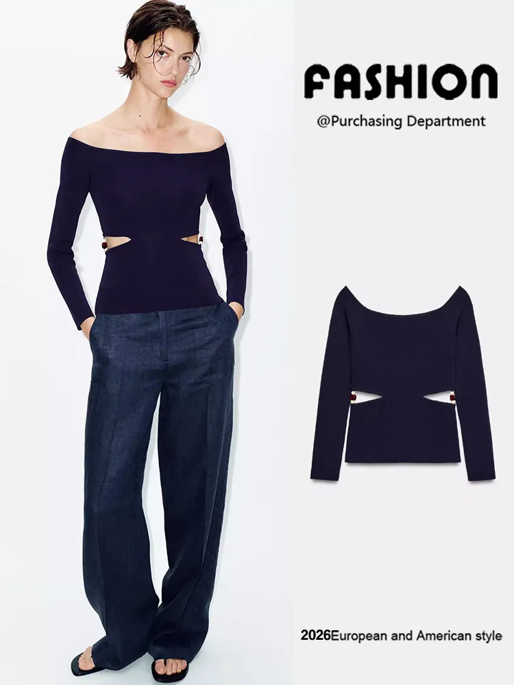 Spring New Arrival Women's Long Sleeve Knitted Hollow out Beaded Neckline Top European Style Backless Fashion Ladies Sweater
Spring New Arrival Women's Long Sleeve Knitted Hollow out Beaded Neckline Top European Style Backless Fashion Ladies Sweater