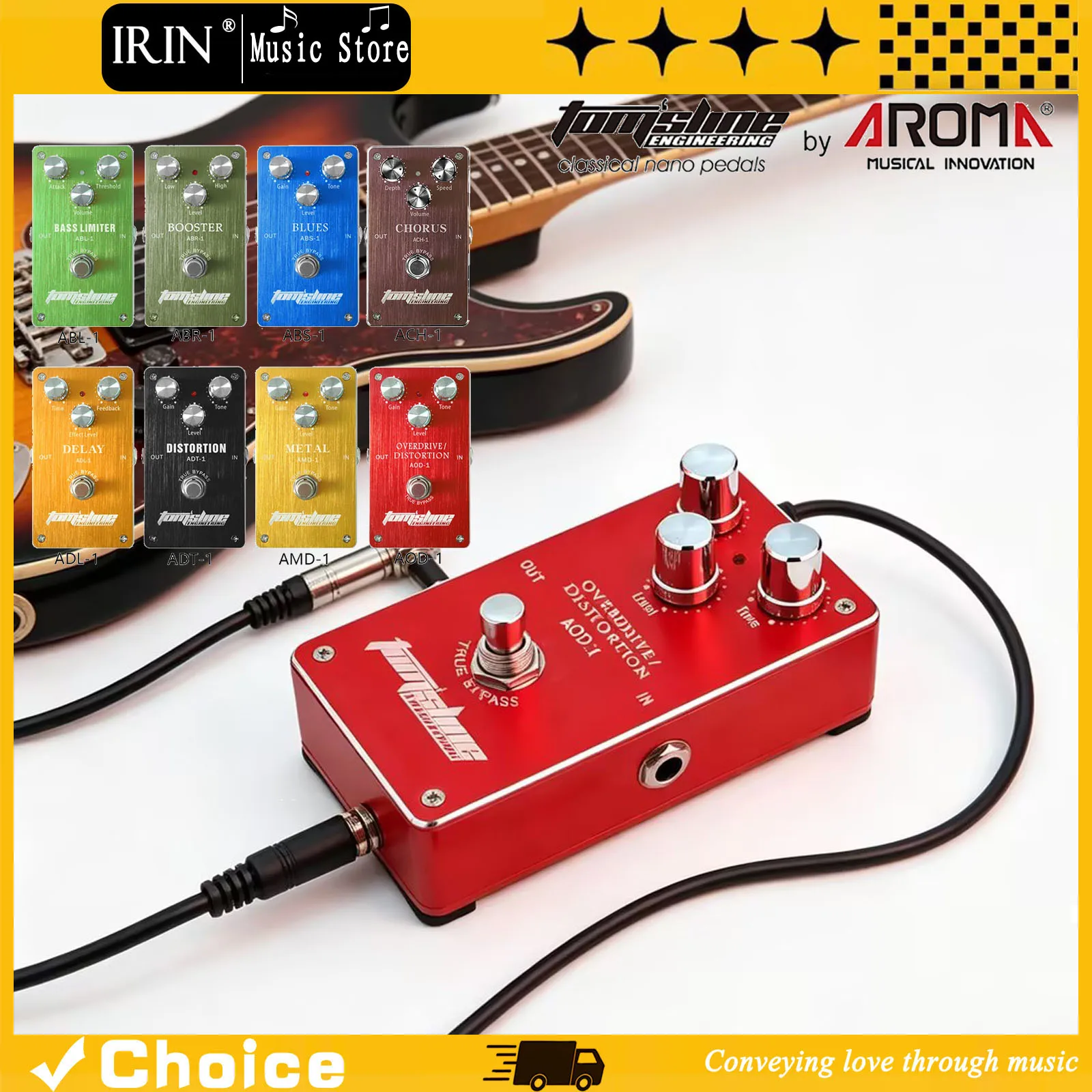 AROMA Guitar Effects Pedals Distortion Chorus Delay Booster Overdrive Blues Effect True Bypass Pedal Electric Guitar Accessories
AROMA Guitar Effects Pedals Distortion Chorus Delay Booster Overdrive Blues Effect True Bypass Pedal Electric Guitar Accessories