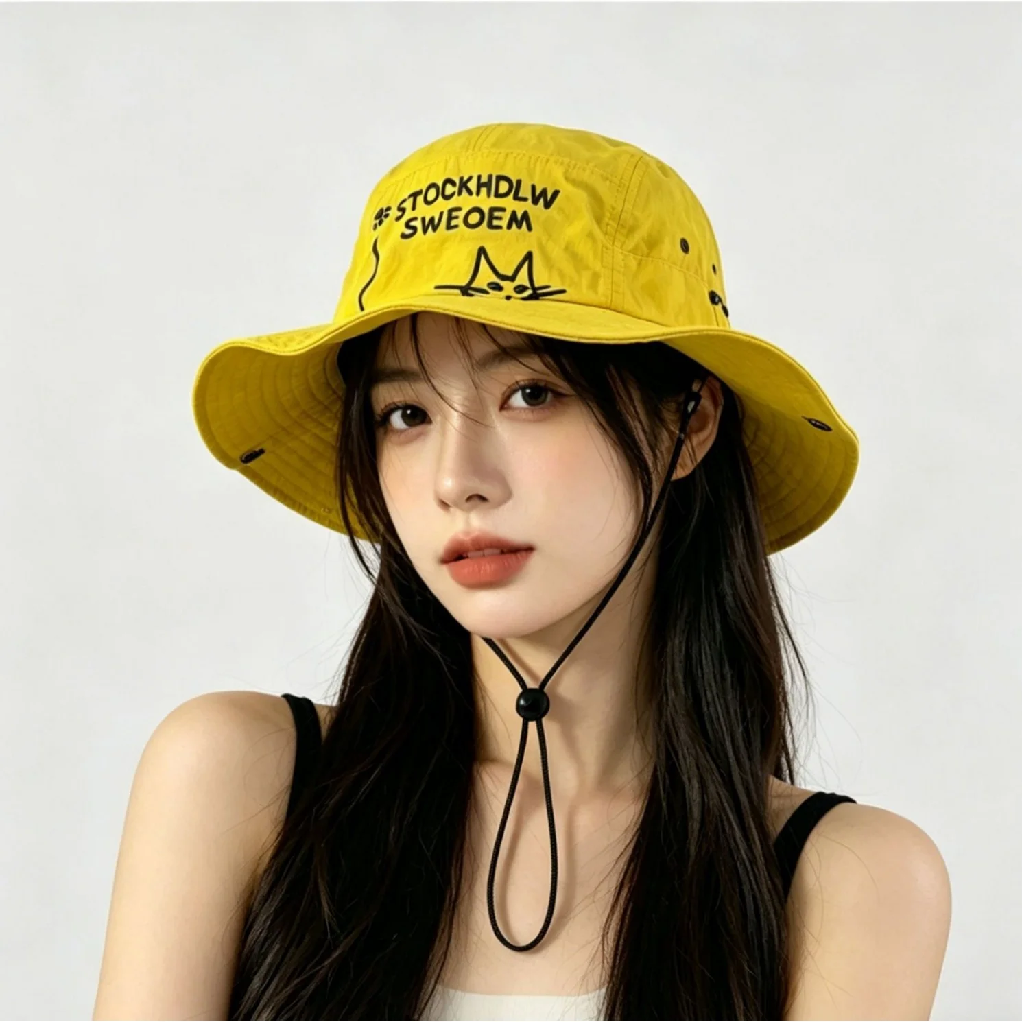 New Cute Kitten Embroidered Drawstring Quick-drying Hiking Caps for Men and Women Spring and Summer Big Head Shade Bucket Hat
New Cute Kitten Embroidered Drawstring Quick-drying Hiking Caps for Men and Women Spring and Summer Big Head Shade Bucket Hat