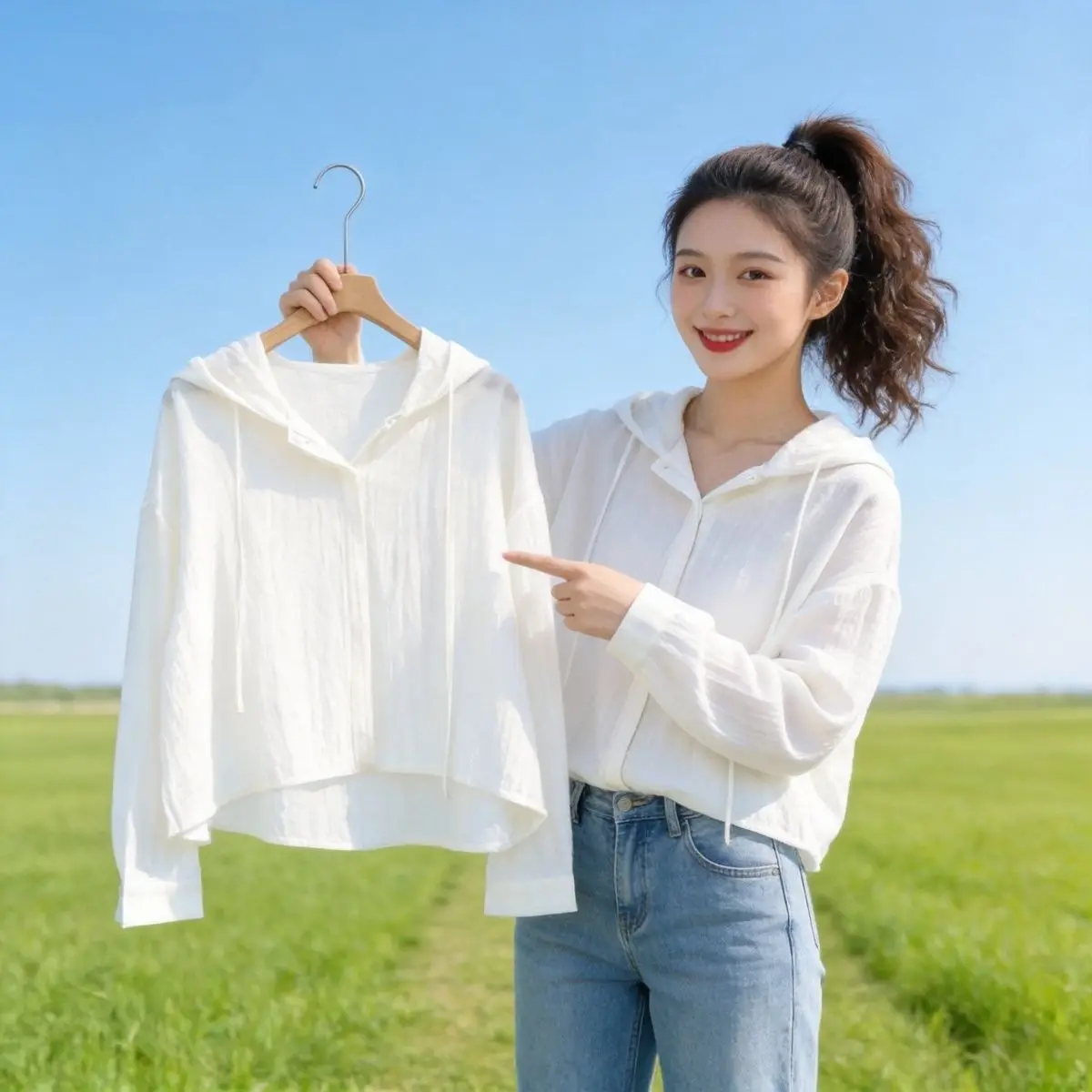 Ladies Casual Loose Fit Long Sleeve Sun Protection Shirt Thin Style Summer Fashionable Polyester Fiber Balaclava Design Coat
Ladies Casual Loose Fit Long Sleeve Sun Protection Shirt Thin Style Summer Fashionable Polyester Fiber Balaclava Design Coat