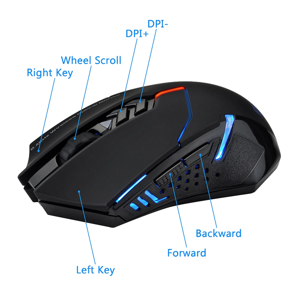 2.4GHz Wireless Mouse Optical Mice with USB Receiver 800-2400 DPI Gaming Mouse 7 Buttons Optical Mouse for Laptop PC Computer
2.4GHz Wireless Mouse Optical Mice with USB Receiver 800-2400 DPI Gaming Mouse 7 Buttons Optical Mouse for Laptop PC Computer