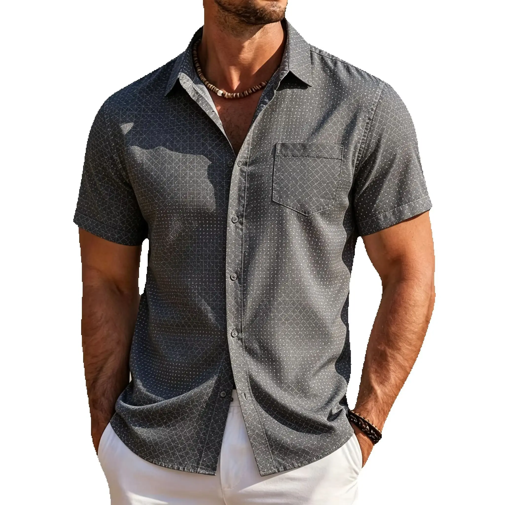 Men's Geometric Grid Print Short Sleeve Shirt Casual Button Down Summer Beach Business Casual Aloha Shirt
Men's Geometric Grid Print Short Sleeve Shirt Casual Button Down Summer Beach Business Casual Aloha Shirt