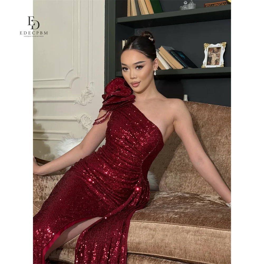 EDECPBM Sequin One-Shoulder Burgundy Mermaid Formal Evening Gown Silhouette Large 3D Full Flowers Платье Вечернее Customized
EDECPBM Sequin One-Shoulder Burgundy Mermaid Formal Evening Gown Silhouette Large 3D Full Flowers Платье Вечернее Customized
