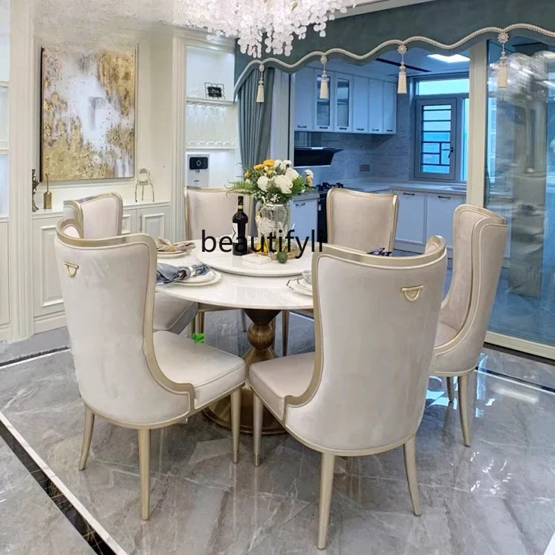 ss8350 American light luxury round dining table small apartment stainless steel dining table and chair combination household mar
ss8350 American light luxury round dining table small apartment stainless steel dining table and chair combination household mar