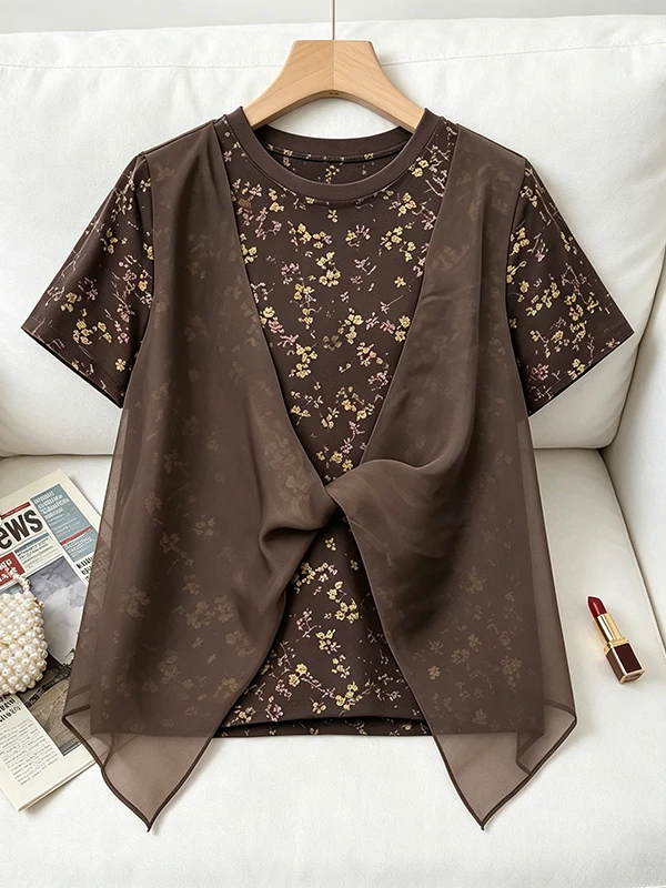 Loose Casual Summer Floral Tie T-Shirt Women's Short Sleeve round Neck Top Knot Design Comfortable Breathable Korea...
Loose Casual Summer Floral Tie T-Shirt Women's Short Sleeve round Neck Top Knot Design Comfortable Breathable Korea...