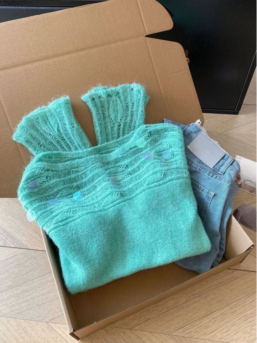 Soft Loose Alpaca Wool Knitted Sweater Women's Overhead Hollow out Long Sve Warm Autumn Top Relax Sle Knitwear
Soft Loose Alpaca Wool Knitted Sweater Women's Overhead Hollow out Long Sve Warm Autumn Top Relax Sle Knitwear