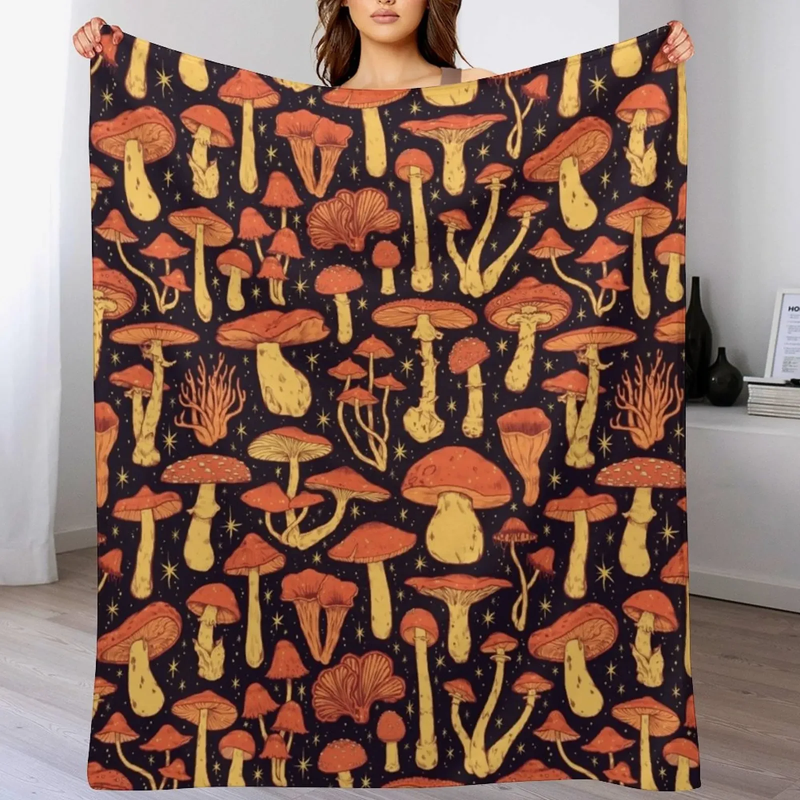 Deadly Mushrooms Orange on Black Throw Blanket Easy Care Comfortable Blanket for Couch
Deadly Mushrooms Orange on Black Throw Blanket Easy Care Comfortable Blanket for Couch