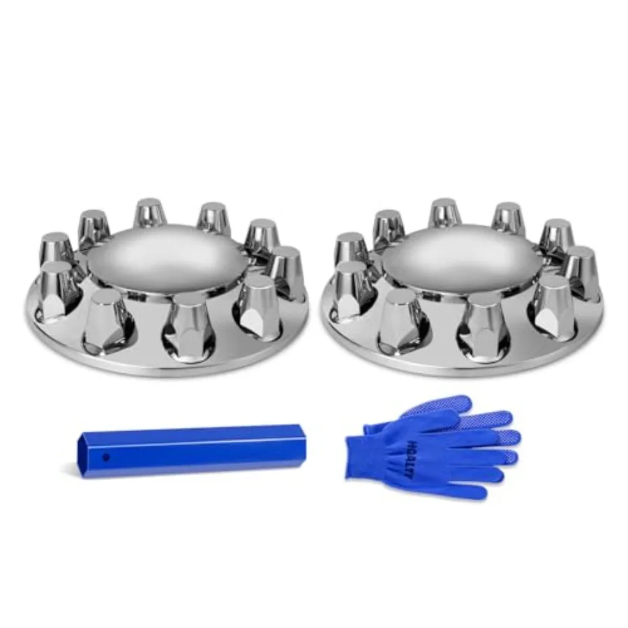 Chrome Dome Axle Cover Kit with 3mm/33mm Thread-on Lug Nut Covers with Removable Hub Caps for Semi Truck Installation Tool Incl
Chrome Dome Axle Cover Kit with 3mm/33mm Thread-on Lug Nut Covers with Removable Hub Caps for Semi Truck Installation Tool Incl