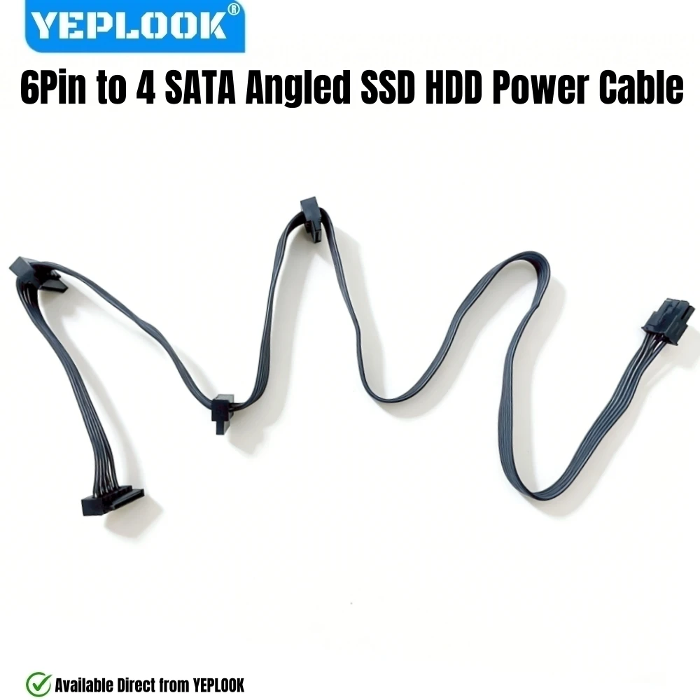 YEPLOOK 6Pin to 4 SATA Right Angle SSD HDD Power Cable for Corsair HX1500i, HX1200i, HX1000i, HX850i, HX750i, HX650i Modular PSU
YEPLOOK 6Pin to 4 SATA Right Angle SSD HDD Power Cable for Corsair HX1500i, HX1200i, HX1000i, HX850i, HX750i, HX650i Modular PSU