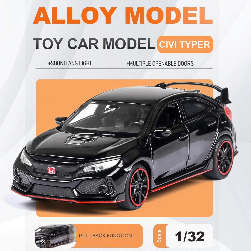 1:32 Scale CIVI Typer Accord Car Model Toy Doors Opened Sound Light Cars Pull Back Alloy Body Vehicle for Boy Bedroom Decoration
1:32 Scale CIVI Typer Accord Car Model Toy Doors Opened Sound Light Cars Pull Back Alloy Body Vehicle for Boy Bedroom Decoration