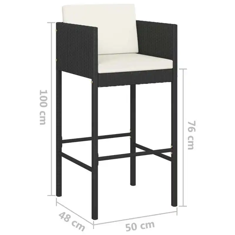 Bar Stools 4 pcs with Cushions Black Poly Rattan
Bar Stools 4 pcs with Cushions Black Poly Rattan