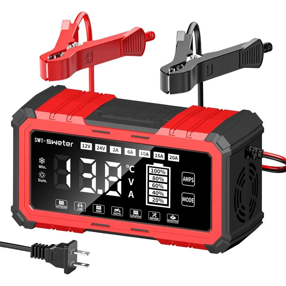 Умное зарядное устройство/устройство обслуживания аккумуляторов на 20 А для литий-ионных, LiFePO4, свинцово-кислотных аккумуляторов (AGM/Gel/SLA) — автомобильное зарядное устройство 12 В/24 В для автомобиля, грузовика
Умное зарядное устройство/устройство обслуживания аккумуляторов на 20 А для литий-ионных, LiFePO4, свинцово-кислотных аккумуляторов (AGM/Gel/SLA) — автомобильное зарядное устройство 12 В/24 В для автомобиля, грузовика