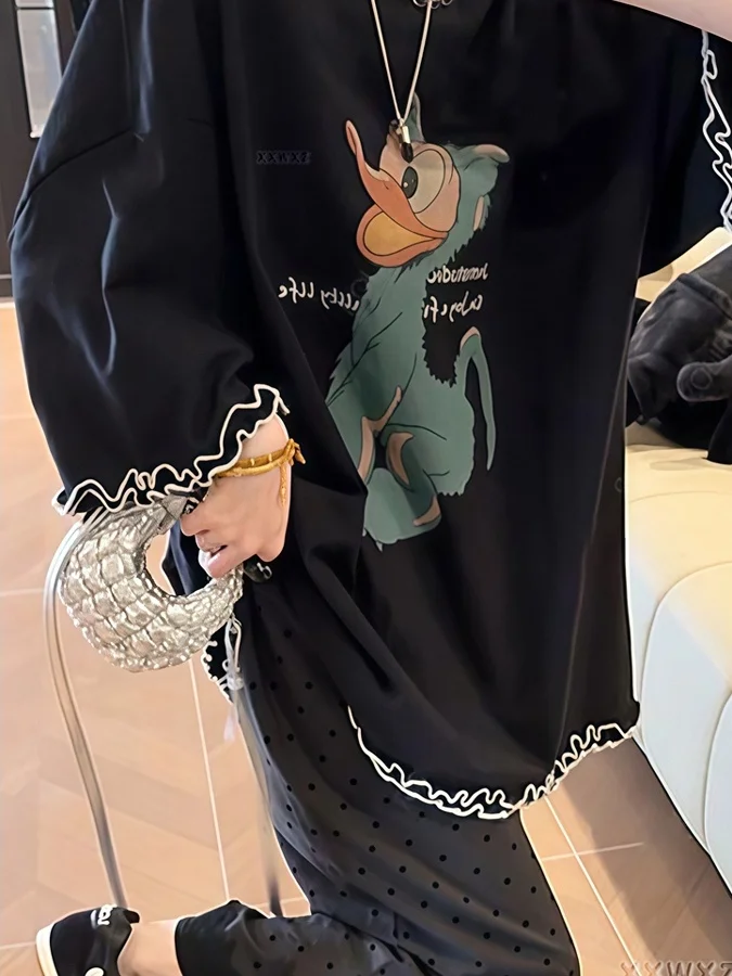 plus Size Women's T-Shirt Summer New Cartoon Donald Duck Towel Face Ear Mushroom Short Sleeve Korean Style Loose Fit High Waist
plus Size Women's T-Shirt Summer New Cartoon Donald Duck Towel Face Ear Mushroom Short Sleeve Korean Style Loose Fit High Waist