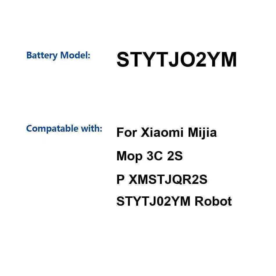 Стабильный аккумулятор робота-уборщик STYTJO2YM 3200 мАч для Xiaomi Mijia Mop 3C 2S P XMSTJQR2S STYTJ02YM, высокая совместимость
Стабильный аккумулятор робота-уборщик STYTJO2YM 3200 мАч для Xiaomi Mijia Mop 3C 2S P XMSTJQR2S STYTJ02YM, высокая совместимость