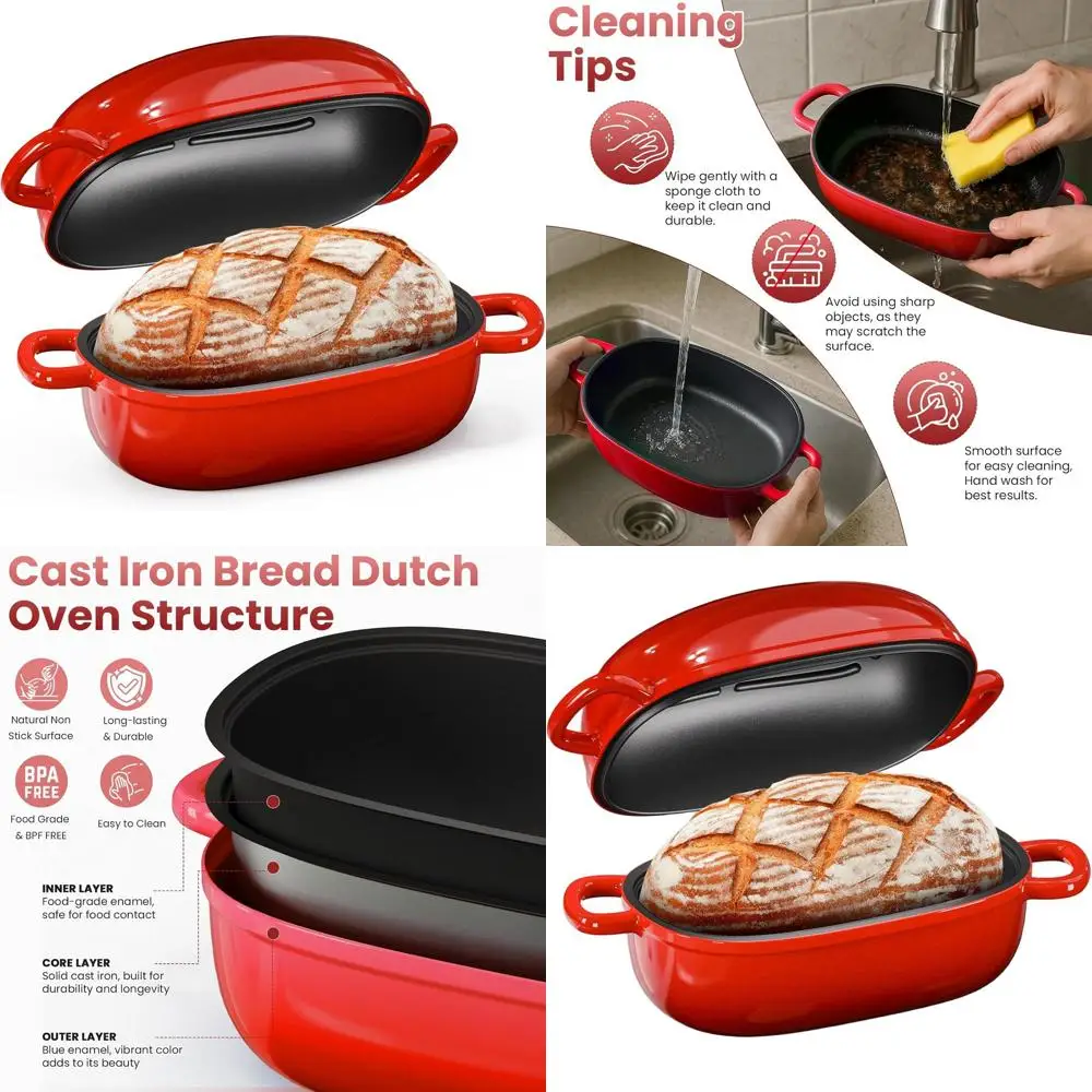 2.5 Quart Cast Iron Dutch Oven for Sourdough Bread, Loaf Pan with Lid, Perfect for Homemade Sourdough, Ideal Gift for Bakers, Re
2.5 Quart Cast Iron Dutch Oven for Sourdough Bread, Loaf Pan with Lid, Perfect for Homemade Sourdough, Ideal Gift for Bakers, Re