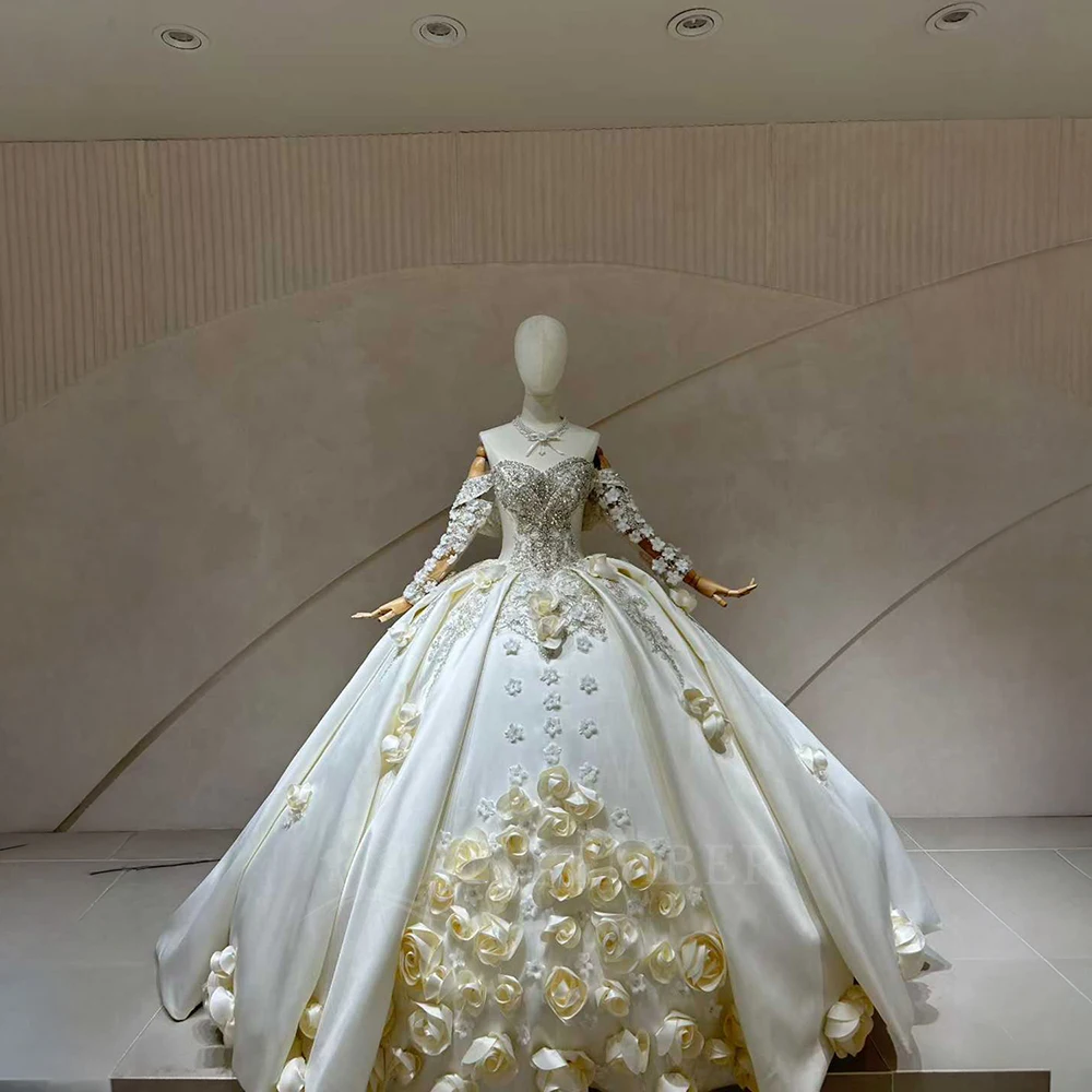 Off the Shoulder Ball Gown Wedding Dress 2026 Long Sleeve Chapel Train Princess Bride Appliques Customized Vestido de Noiva
Off the Shoulder Ball Gown Wedding Dress 2026 Long Sleeve Chapel Train Princess Bride Appliques Customized Vestido de Noiva