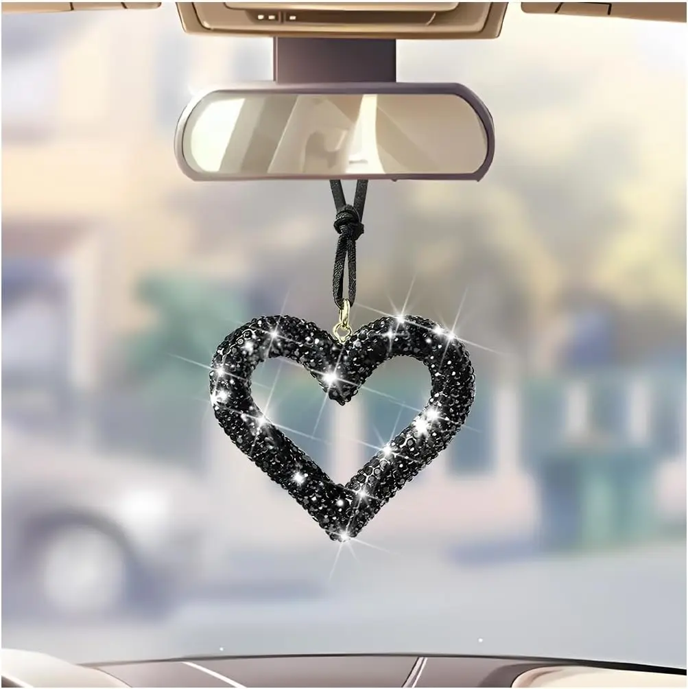 Bling Heart Car Hanging Accessories, Crystal Rhinestone Vehicle Rear View Mirror Charm Pendant
Bling Heart Car Hanging Accessories, Crystal Rhinestone Vehicle Rear View Mirror Charm Pendant
