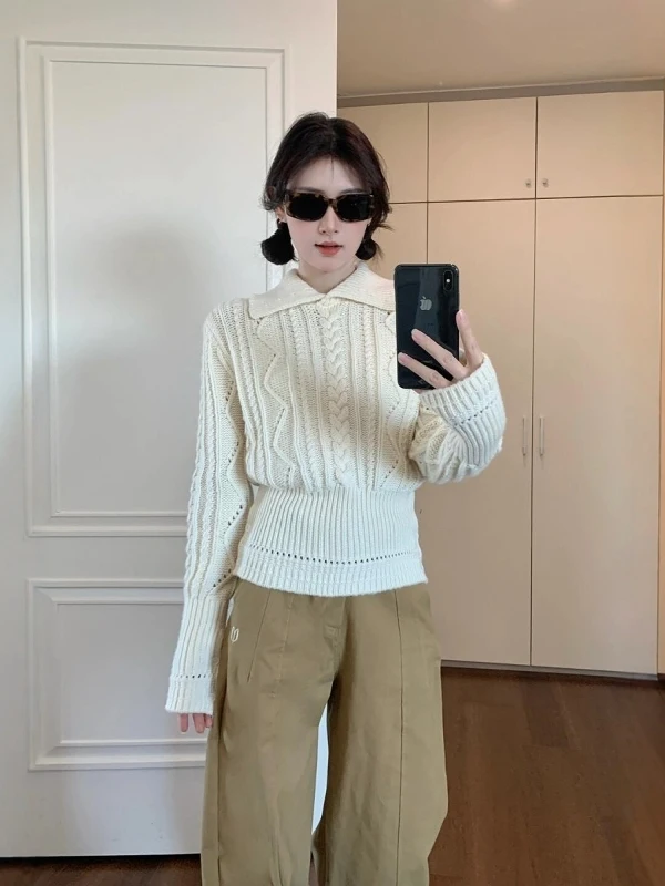 Корейский тяжелый рабочий вязаный свитер, женский зимний дизайн, белый облегающий трикотаж с завязкой на талии, базовый слой, топ
Корейский тяжелый рабочий вязаный свитер, женский зимний дизайн, белый облегающий трикотаж с завязкой на талии, базовый слой, топ