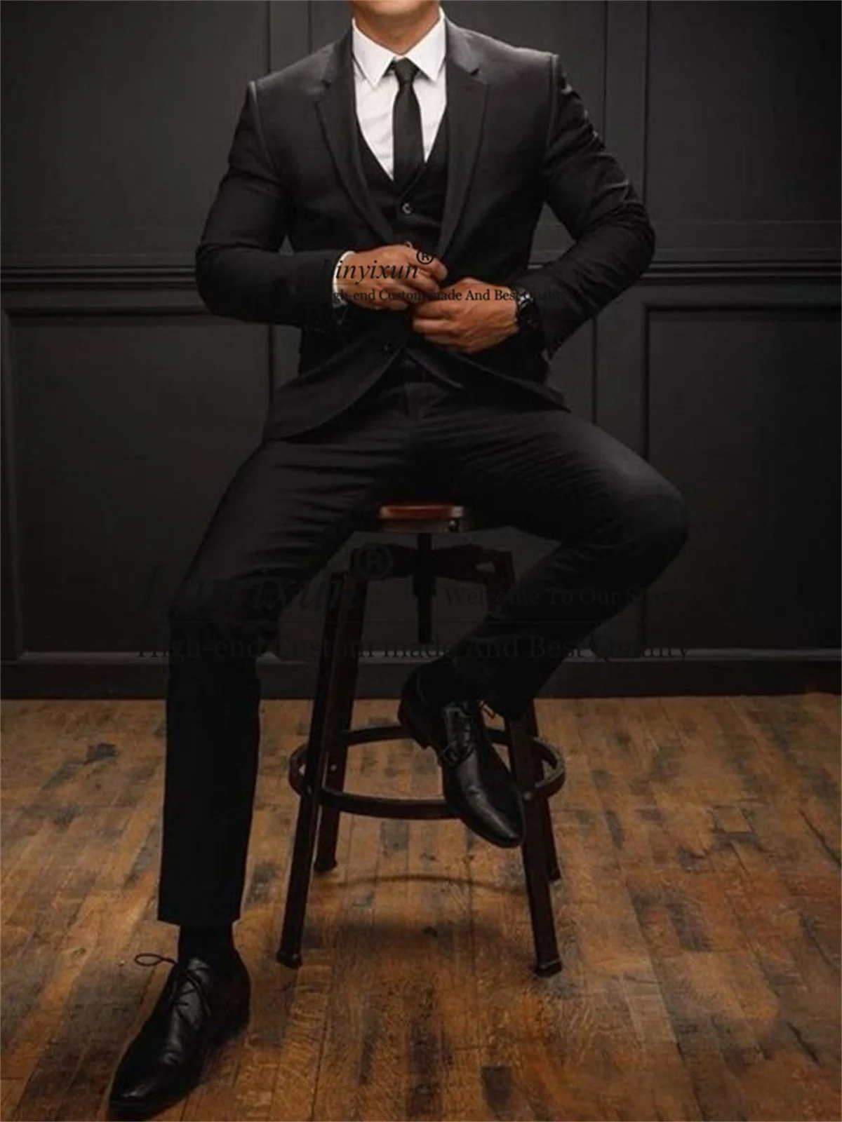 Formal Black Wedding Groom Tuxedos Notched Lapel Men Suit 3 Pieces Sets Business Male Blazer Slim Fit Groomsmen Costume Homme
Formal Black Wedding Groom Tuxedos Notched Lapel Men Suit 3 Pieces Sets Business Male Blazer Slim Fit Groomsmen Costume Homme