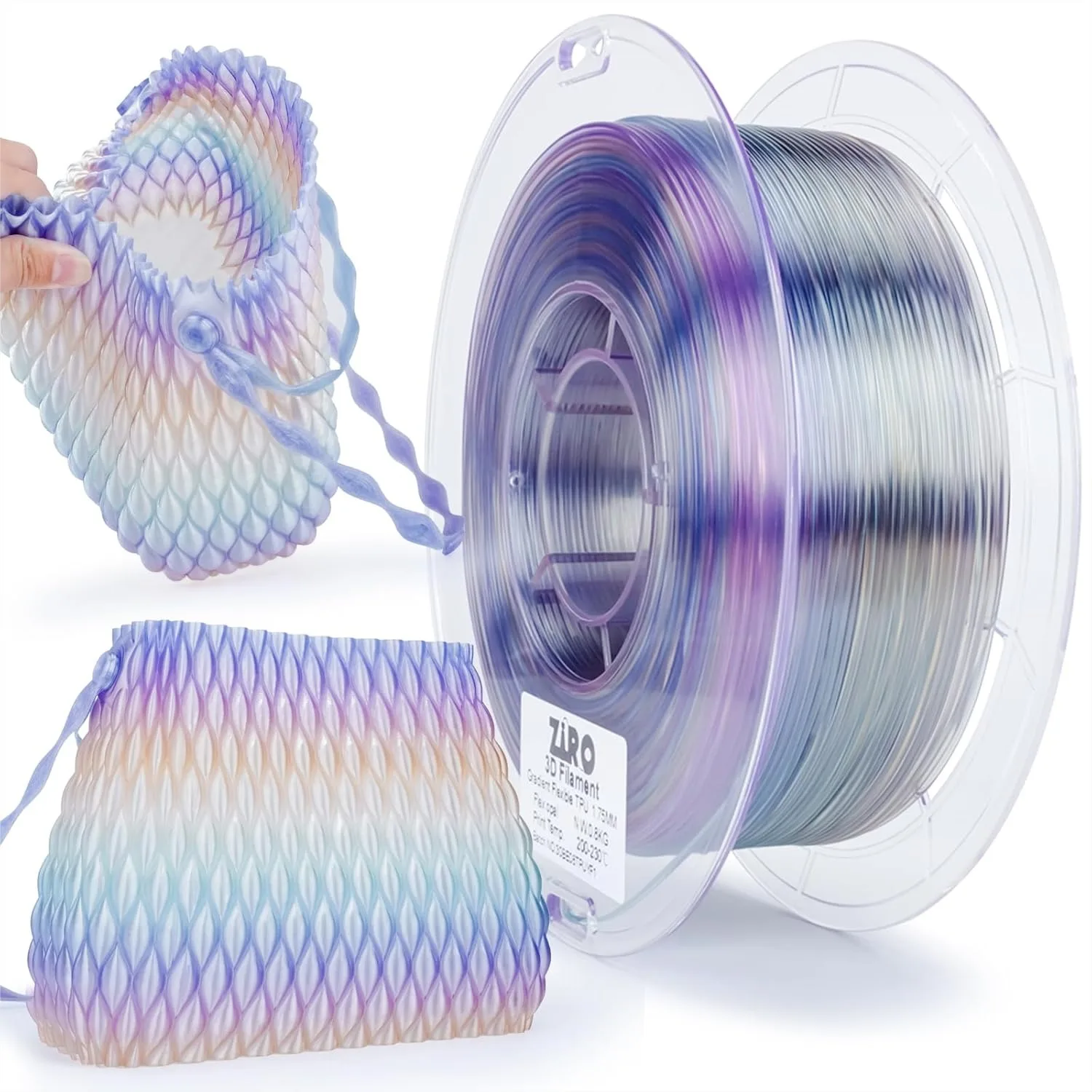 TPU Filament 1.75mm, Fast Color Change Flexible 3D Printer Filament, Shore 95A Hardness, Compatible with Most FDM Printers,
TPU Filament 1.75mm, Fast Color Change Flexible 3D Printer Filament, Shore 95A Hardness, Compatible with Most FDM Printers,